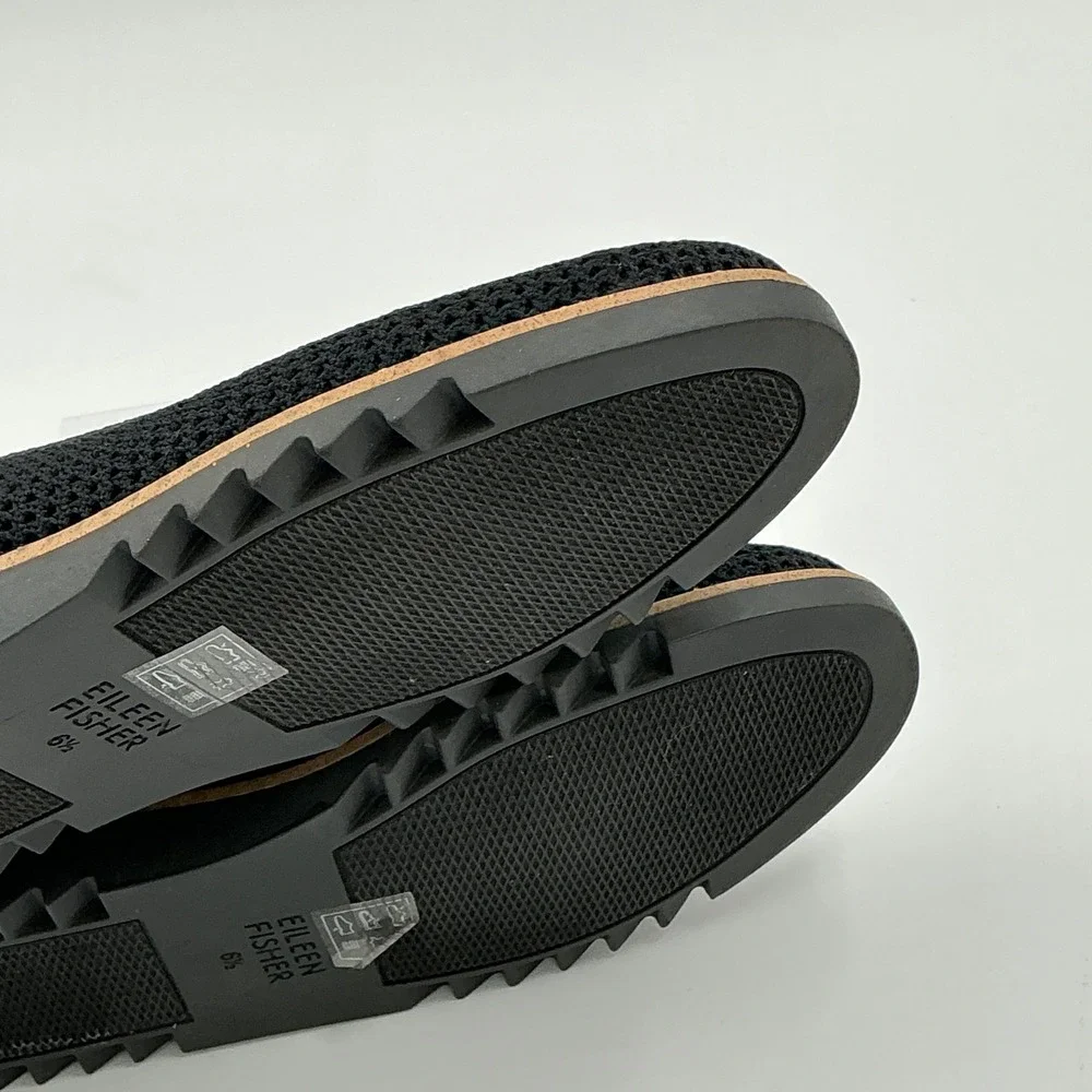 Eileen Fisher Size 6.5 Black Stretch Knit Wedge Ballet Flats NEW Etta $175